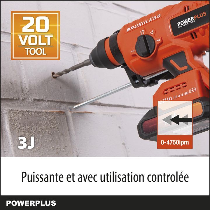 Hammer drill brushless 20V - excl. battery and charger - 5 acc. POWDP15630 Powerplus - Image 2