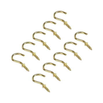 10 Pack 50mm Brass Cup Hooks HA093
