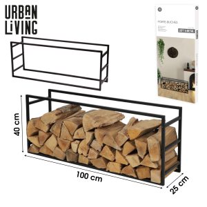 Loft & Metal - Wood Log Storage Black 100 X 25 X H40cm