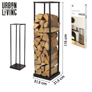 Loft & Metal - Wood Log Storage Black 31,5 x 31,5 x H115cm