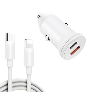 Compact & Portable Car Charger with USB and USB Type-C Ports CC305