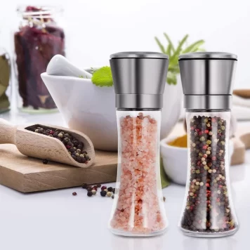 Salt & Pepper Grinder with Glass Body and Stainless Steel Grinder 180ml GL100 Ashley
