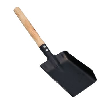 4" Dust Pan - Black Powder Coated Steel with Wooden Handle GS160