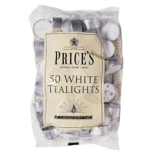 Price's Candles White Tealights Pack 50 4.5 Hour