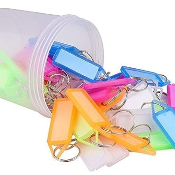 100pc Key Ring Tag & Ring - Assorted Colours 62076C