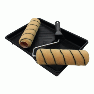 4pc 9" Tiger Stripe Paint Roller Tray Set 64141C