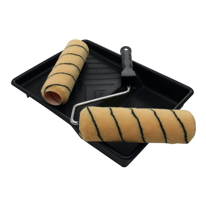 4pc 9" Tiger Stripe Paint Roller Tray Set 64141C