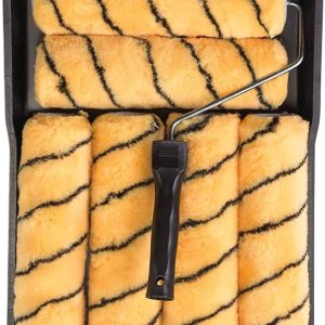 8pc 9" Tiger Stripe Paint Roller Tray Set 64142C