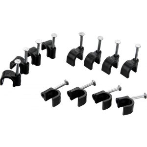 80pc Flat Grey Cable Clips ct118 Blackspur