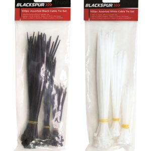 100pc Assorted Cable Tie Set Blackspur