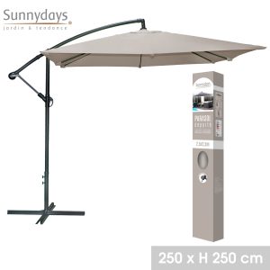 250cm Tilt Cantilever Parasol with Crank Lift Taupe