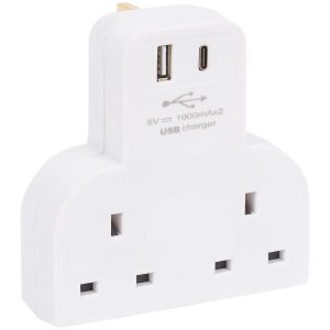 2 Way Plug Adaptor With Type C/USB PA080