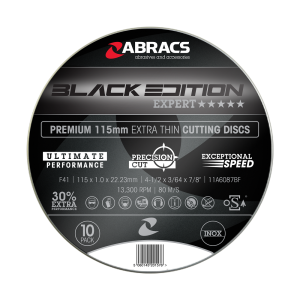 Abracs Black Edition Extra Thin Phoenix II Cutting Disc 115mm x 1.0mm x 22mm Inox Pk10