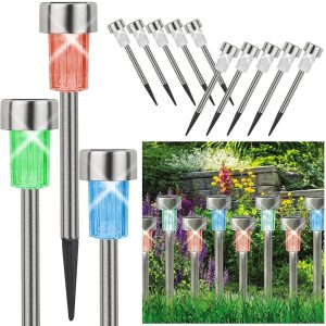 10pc Colour Changing Stainless Steel Solar Lights SL145
