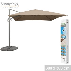 Deluxe Double Top Cantilever Parasol Taupe, 3m x 3m
