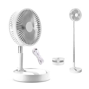 White Cordless Telescopic Folding Fan FA140