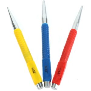 3pc Colour Coded Nail Punch Set PH104
