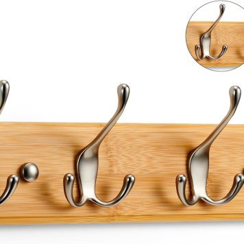 4 Triple Hook Hat & Coat Rack Bamboo HC227