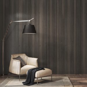 Acoustic Slat Wall Panel Smoked Oak 2400 x 605 x 22mm (WPKT11)