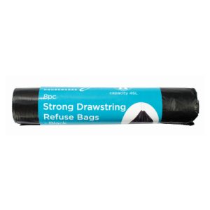 8PC Strong Drawstring Refuse Bags - black BB-BB302 Ashley