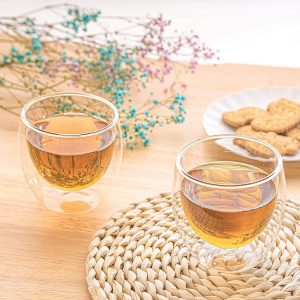 2pc Double Wall Glass Coffee Cups GC200