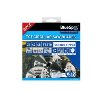 Blue Spot Tools 3 PCE 210mm x 30mm TCT Circular Saw Blades (24, 40 & 48 Teeth)