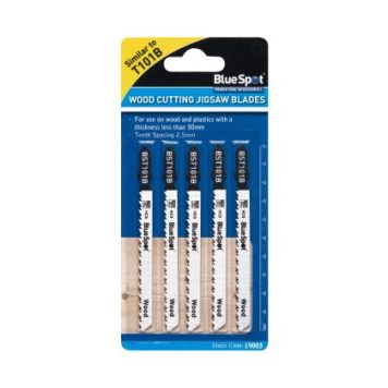 Blue Spot Tools 5 PCE HCS Clean Cut Jigsaw Blades For Wood (10 TPI) 19003
