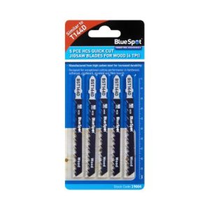 Blue Spot Tools 5 PCE HCS Quick Cut Jigsaw Blades For Wood (6 TPI) 19004