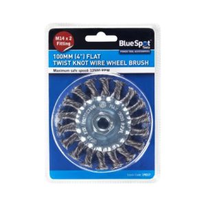 Blue Spot Tools 100mm (4") M14 x 2 Flat Twist Knot Wire Wheel Brush 19217