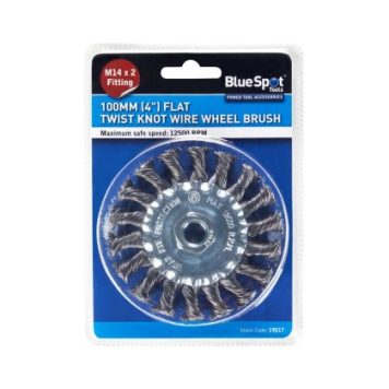 Blue Spot Tools 100mm (4") M14 x 2 Flat Twist Knot Wire Wheel Brush 19217
