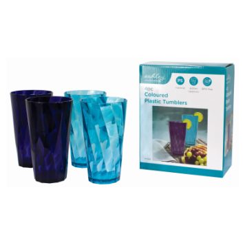 4pc Coloured Plastic Tumblers PT300