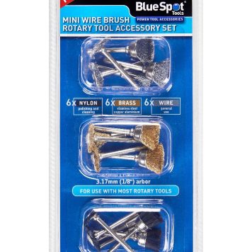18pc Mini Wire Brush Rotary Accessory Set 19077 Blue Spot