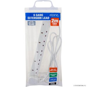 6 Way 2M Extension Lead with Neon Light