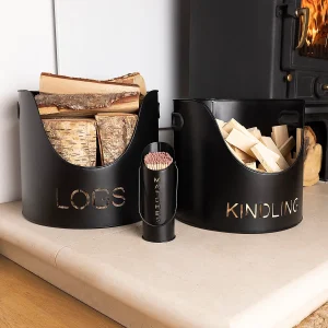 3pc Fireplace Log Basket Kindling Match Holder Set FS322