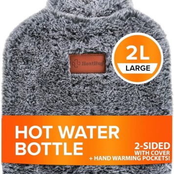 Two Sided 2lt Hot Water Bottle With Cover And Pocket HW189