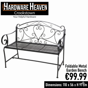 Foldable Bench In Black Metal 110x56xH91cm