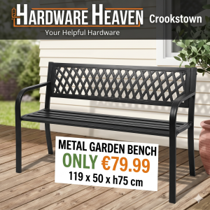 Garden Bench In Black Metal 119x50xH75cm 32641