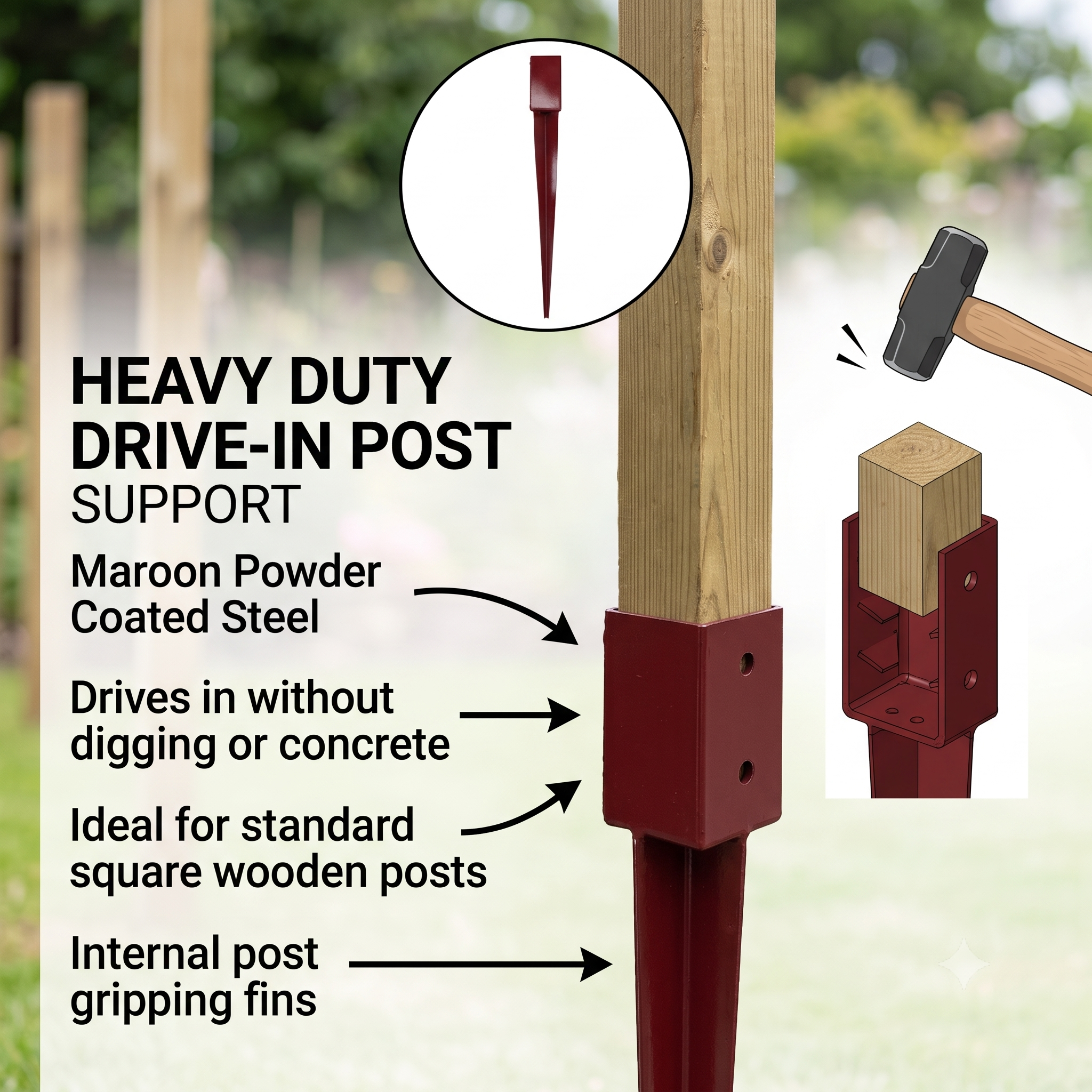 Fence Post Holder 75x75x750mm
