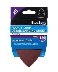 Blue Spot Tools 140mm Detail Sanding Sheets 120 Grit (5 Pack)