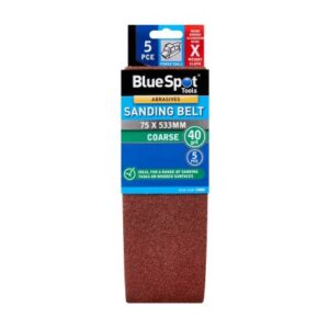 Blue Spot Tools 75 x 533mm Sanding Belts 40 Grit (5 Pack)