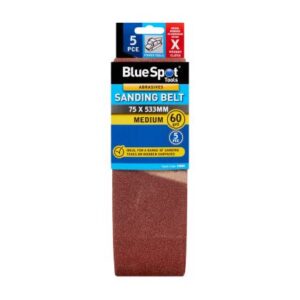 Blue Spot Tools 75 x 533mm Sanding Belts 60 Grit (5 Pack)