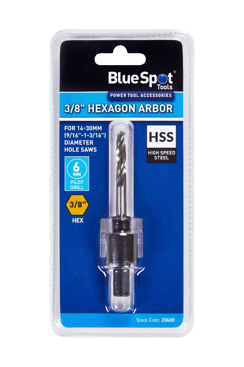 Blue Spot Tools 3/8" Hexagon Hole Saw Arbor for 14-30mm Saws