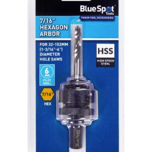 Blue Spot Tools 7/16" Hexagon Hole Saw Arbor for 32-152mm Saws