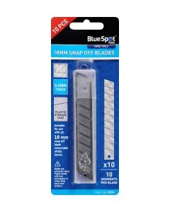 Blue Spot Tools 10 PCE 18mm SK5 Snap-Off Replacement Blades in Tube