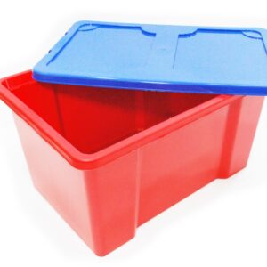 TML 152-R Heavy Duty Plastic Storage Box Red Base with Dark Blue Clip Lid 50L