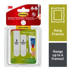 Command Large Picture Hanging Strips Damage-Free Hanging White (Pack of 4 Pairs)