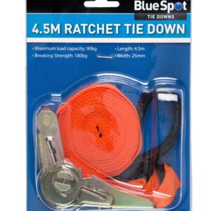 Blue Spot Tools 25mm x 4.5m (15ft) Single Ratchet Tie Down Strap