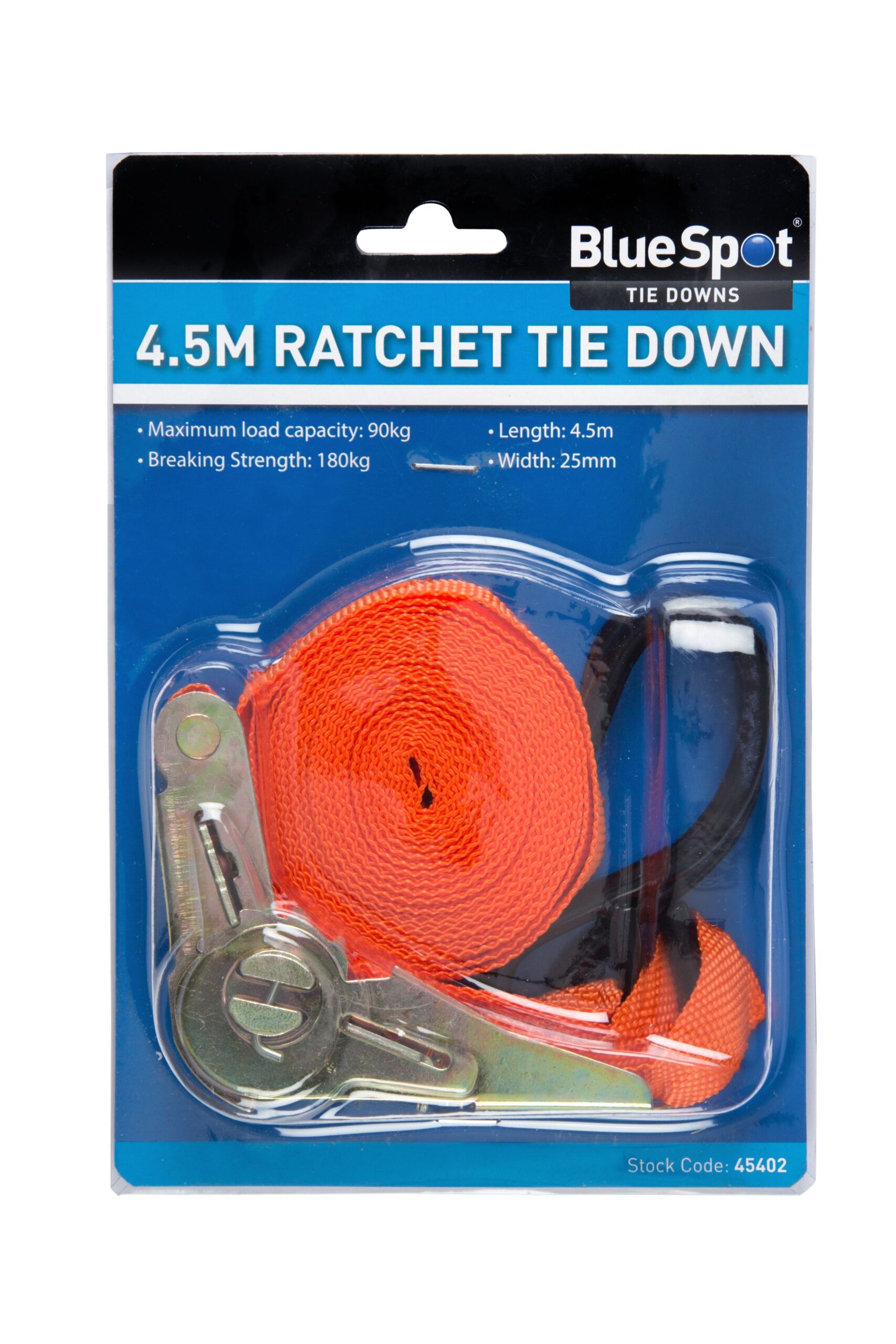 Blue Spot Tools 25mm x 4.5m (15ft) Single Ratchet Tie Down Strap