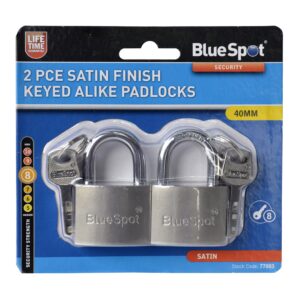 Blue Spot Tools 2 PCE 40mm Keyed-Alike Satin Finish Padlocks