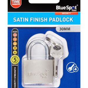 Blue Spot Tools 30mm Solid Brass Satin Finish Padlock